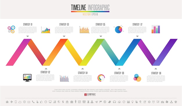 Vector tijdlijn infographics ontwerpsjabloon