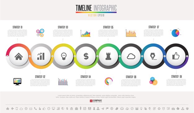 Tijdlijn Infographics ontwerpsjabloon