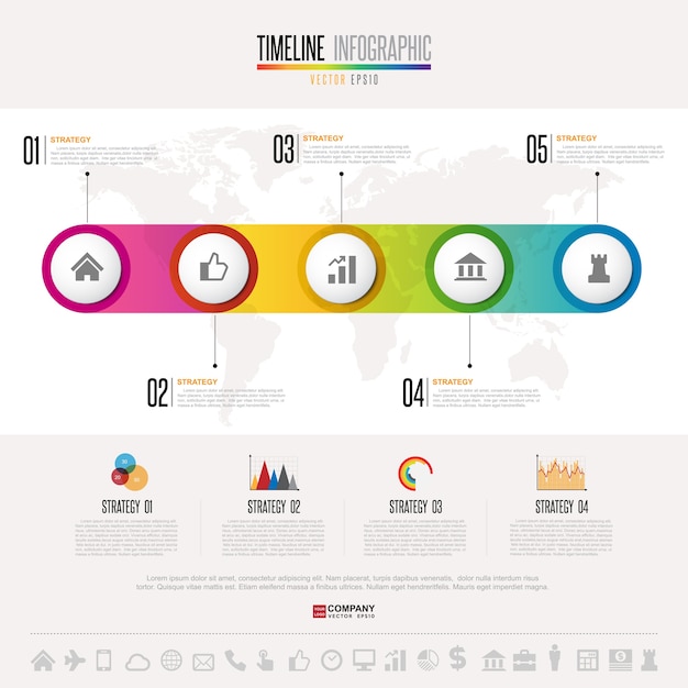 Tijdlijn Infographics ontwerpsjabloon