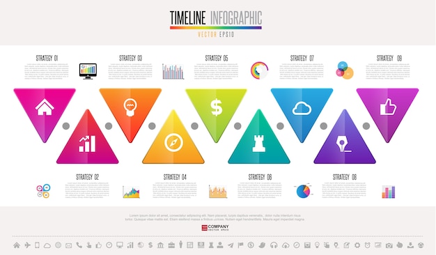 Tijdlijn Infographics ontwerpsjabloon