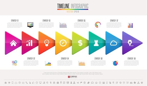 Tijdlijn Infographics ontwerpsjabloon