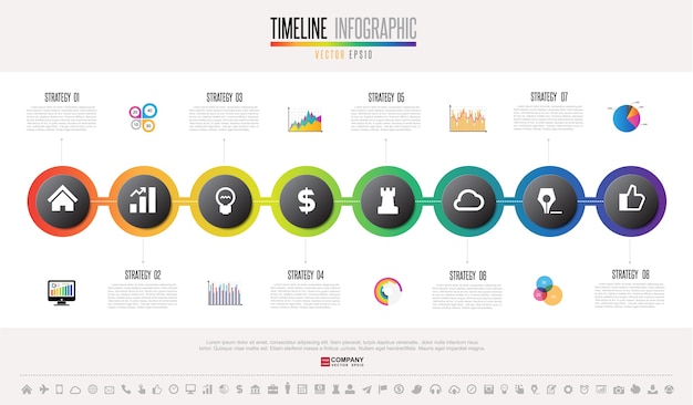 Tijdlijn Infographics ontwerpsjabloon