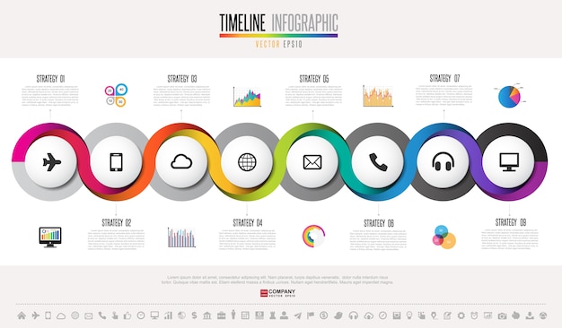 Tijdlijn infographics ontwerpsjabloon