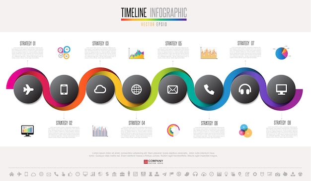 Tijdlijn infographics ontwerpsjabloon