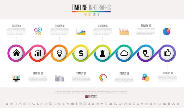 Tijdlijn Infographics ontwerpsjabloon