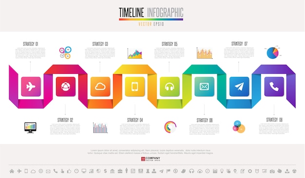 Tijdlijn Infographics ontwerpsjabloon