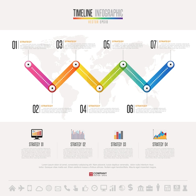 Tijdlijn Infographics ontwerpsjabloon