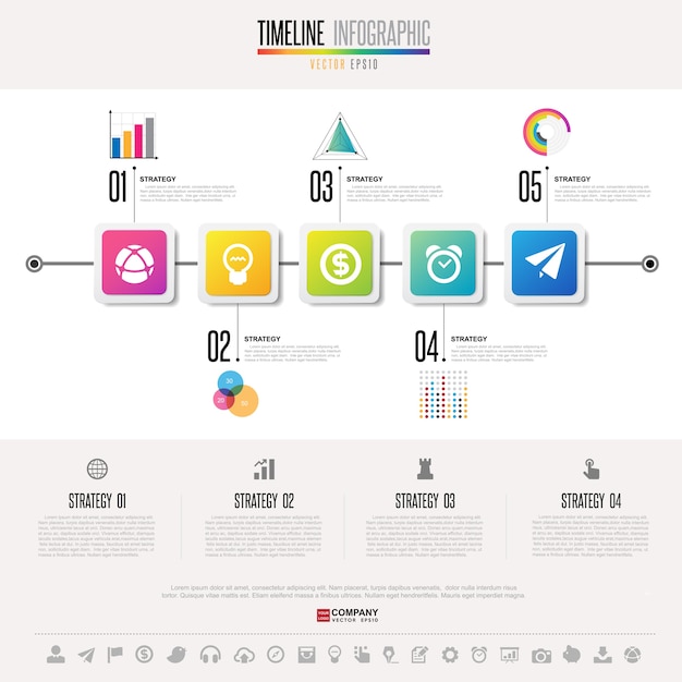 Tijdlijn Infographics ontwerpsjabloon