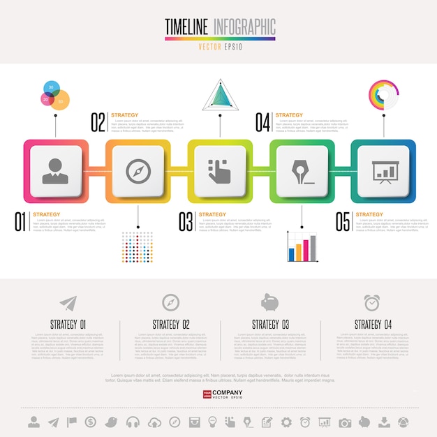 Tijdlijn Infographics ontwerpsjabloon