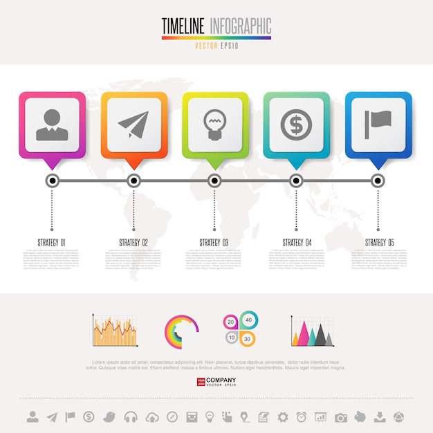Tijdlijn Infographics ontwerpsjabloon