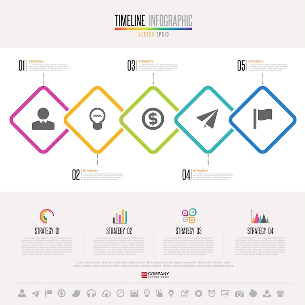 Tijdlijn infographics ontwerpsjabloon