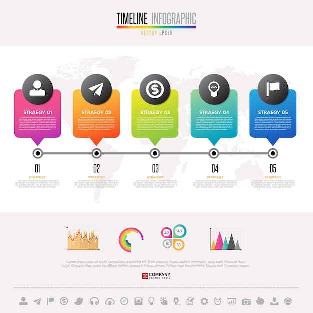 Tijdlijn Infographics ontwerpsjabloon