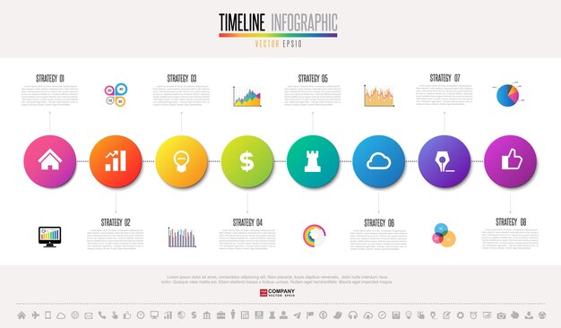 Tijdlijn Infographics ontwerpsjabloon