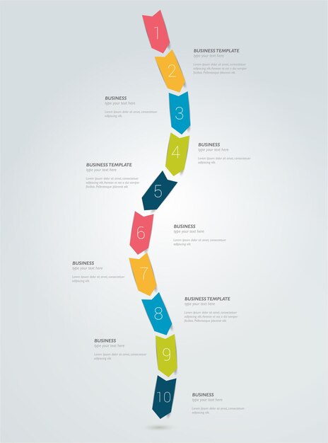 Tijdlijn pijl slang infographic sjabloon Gewoon vector ontwerp