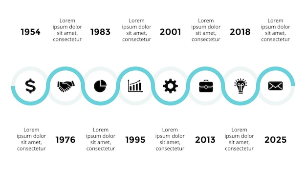Vector tijdlijncirkels infographic presentatiedia roadmap perfect voor startende bedrijfsmarketing