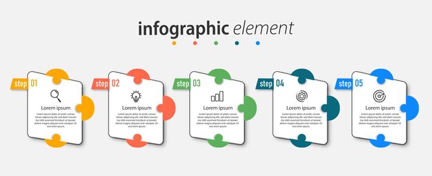 Tijdlijngrafiek vijf stappen zakelijke infographics