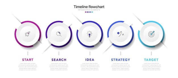 Tijdlijnopties infographic voor presentaties workflow procesdiagram stroomschemarapport