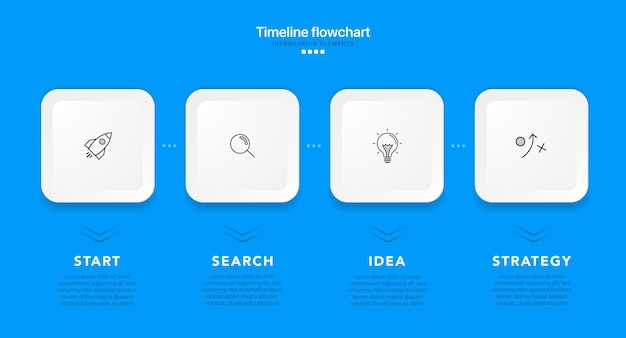 Tijdlijnopties infographic voor presentaties workflow procesdiagram stroomschemarapport