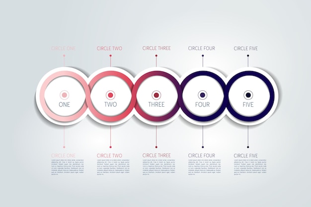 Tijdlijnschema cirkel verbonden 3d infographic vector-sjabloon