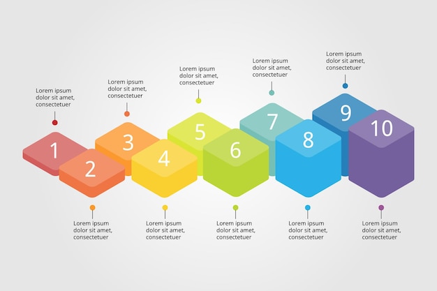 tijdlijnsjabloon voor infographic voor presentatie voor 10 elementen