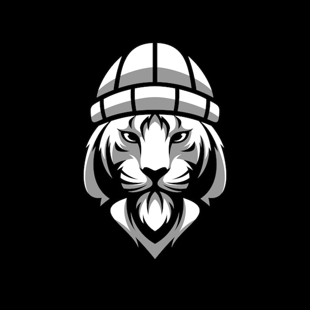 Tijger Beaniehat mascotte logo ontwerp
