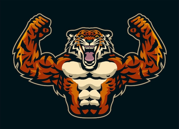 Tijger bodybuilder gym logo mascotte