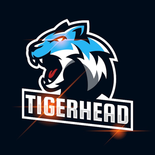 Tijger boos esport logo ontwerp sjabloon vectorillustratie