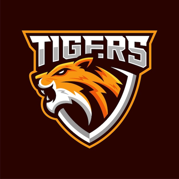 Tijger boos mascotte logo esport ontwerp vectorillustratie