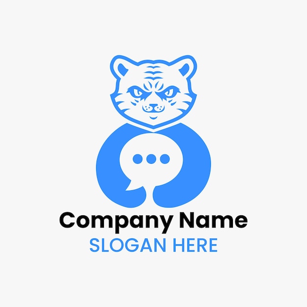 Vector tijger chat logo negatieve ruimte concept vector sjabloon panther holding chat symbool