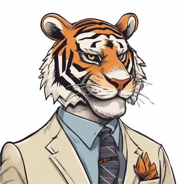 tijger gekleed in kostuum
