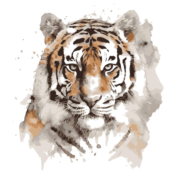 Vector tijger getekend met aquarel vectorillustrator