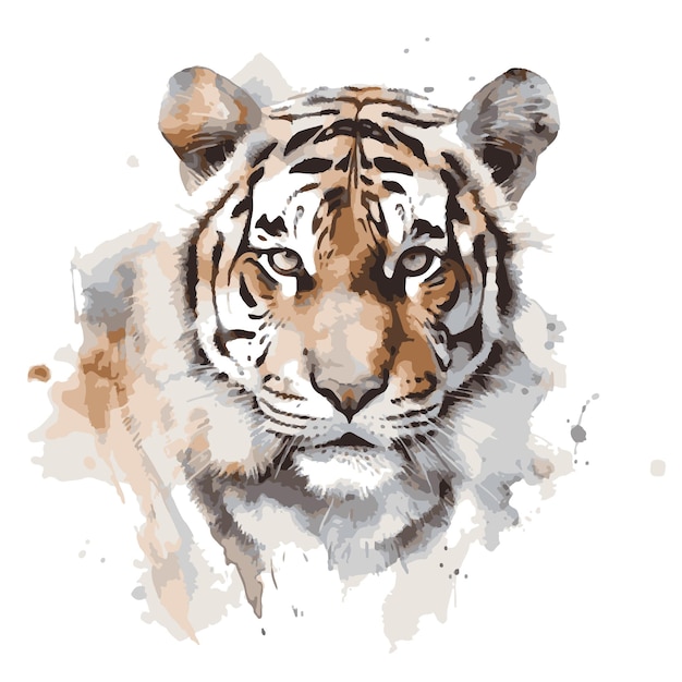 Vector tijger getekend met aquarel vectorillustrator