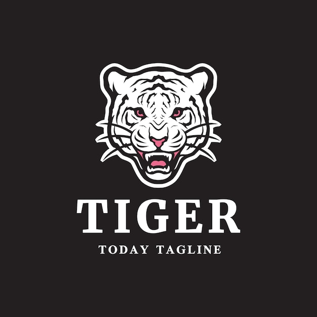 Tijger gezicht hoofd zoogdier roofdier mascotte macht wilde kat jungle logo ontwerp vector illustratie