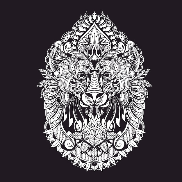 Tijger gezicht mandala patroon gratis vector