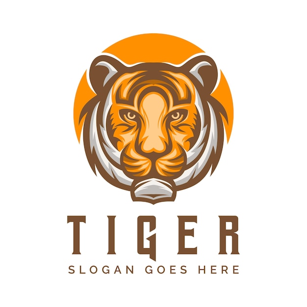 Tijger hoofd logo ontwerp vector illustratie sjabloon