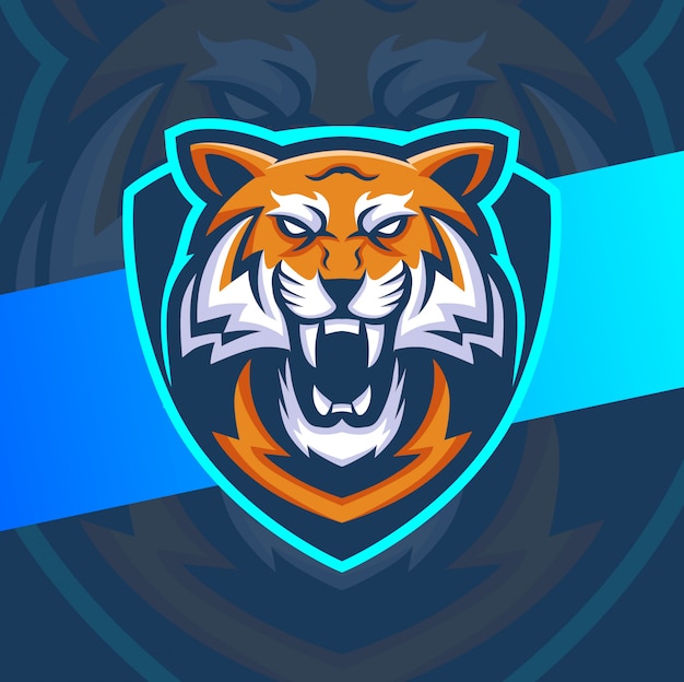 tijger hoofd mascotte esport logo-ontwerp