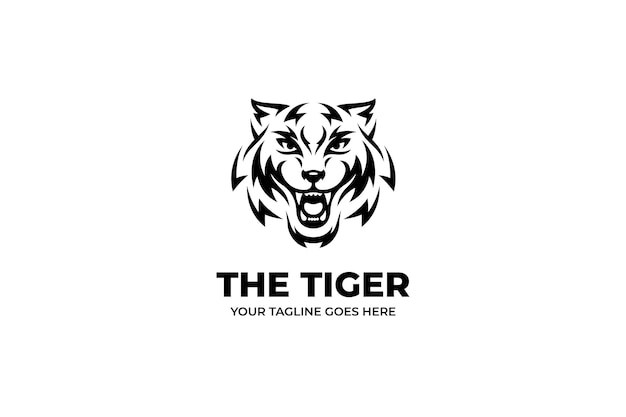 Tijger hoofd monochroom logo sjabloon