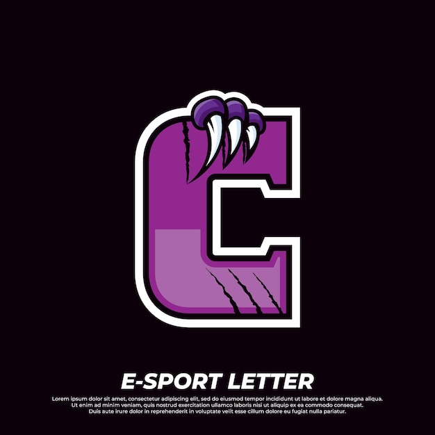 Tijger klauw mascotte sport logo ontwerp Letter C met tijger kras dier mascotte illustratie logo