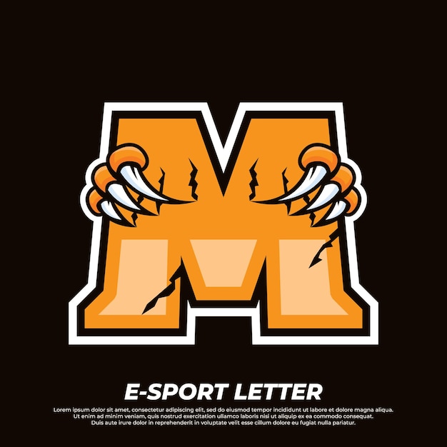 Tijger klauw mascotte sport logo ontwerp letter m met tijger kras dier mascotte illustratie logo