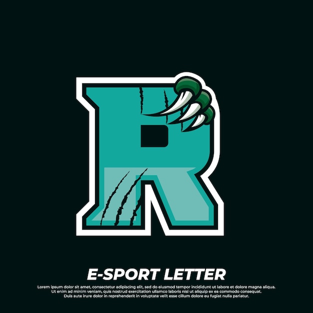 Tijger klauw mascotte sport logo ontwerp Letter R met tijger kras dier mascotte illustratie logo