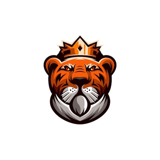 tijger koning mascotte logo ontwerp illustratie