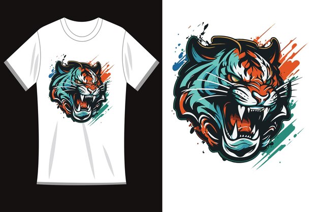 Tijger leeuw mascotte logo op t-shirt sjabloon