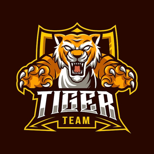 Tijger mascotte esport logo vectorillustratie