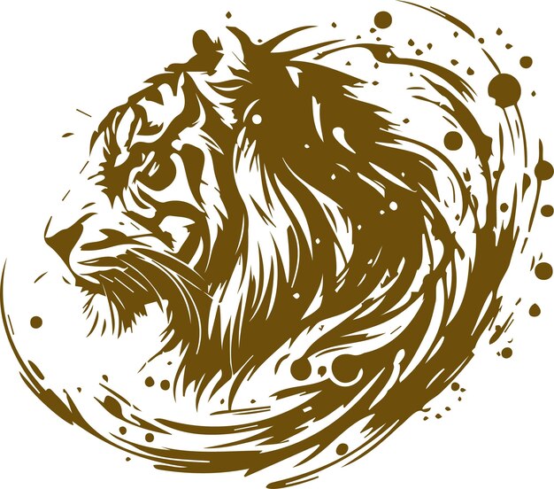 Tijger met splashontwerp in abstracte vector stencil