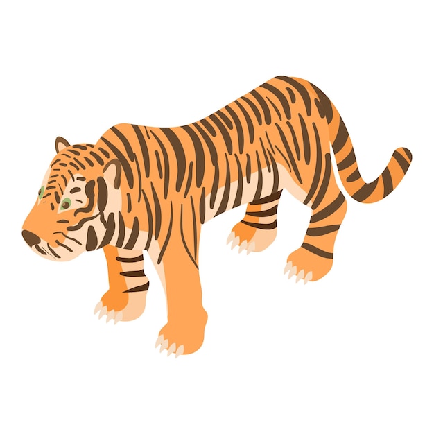 Tijger pictogram in cartoon stijl geïsoleerd op een witte achtergrond Dieren symbool vectorillustratie