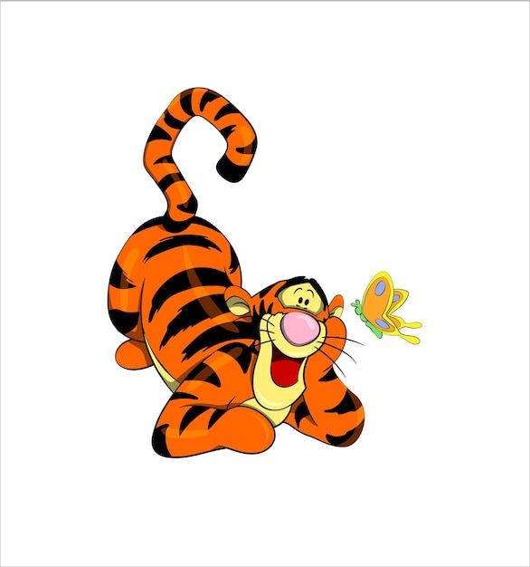 Vector tijger poeh pictogram schattige cartoon karakter schets