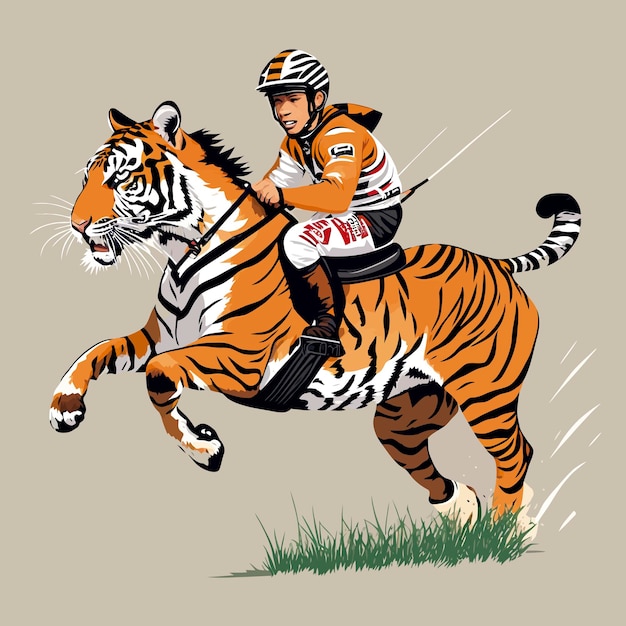 tijger racen jockeys rijden illustratie