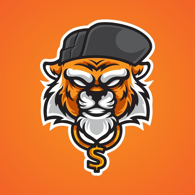 Tijger Rapper Hoofd Mascotte Logo