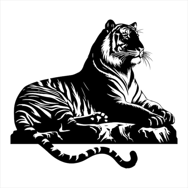 tijger silhouet vector kunst en grafische vector zwarte kleur silhouet solated witte achtergrond