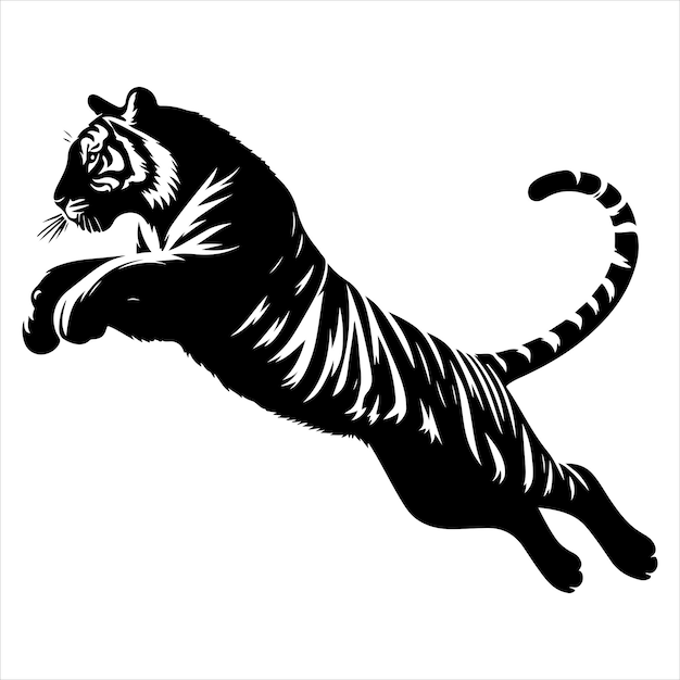 tijger silhouet vector kunst en grafische vector zwarte kleur silhouet solated witte achtergrond